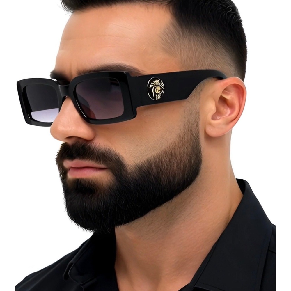 Sunglasses Mens Square Black Lens Outdoor Style Elegant‎ UV400 Protection Cholo